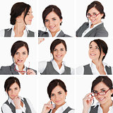 Collage of brunette businesswoman