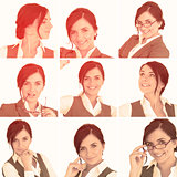 Collage of brunette businesswoman in sepia