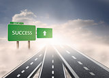 Signposts showing the road to success