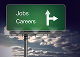 Signpost showing the direction of jobs and careers