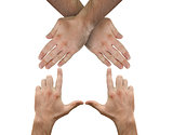 Hands crossed representing a house