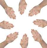 Group of hands forming a circle