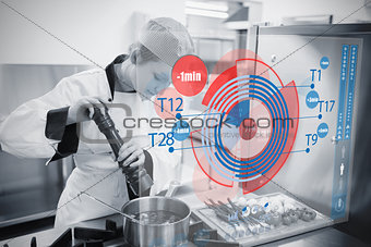 Chef cooking with futuristic interface