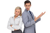 Businesswoman angry against her colleague arguing