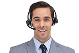 Happy assistant with headset