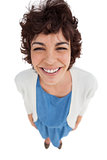 Overhead of smiling woman standing