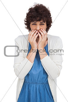 Woman showing expression of fear