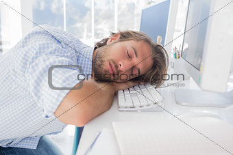 Man sleeping on his desk