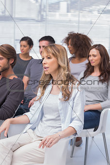 Patients listening in a therapy session