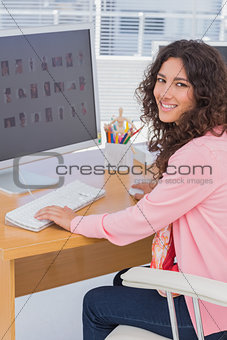 Happy editor at her desk