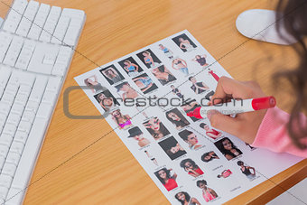 Overhead of contact sheet being edited