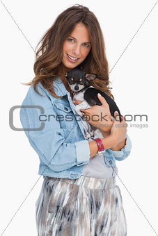 Pretty woman with her puppy