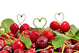 Cherry objects on white background