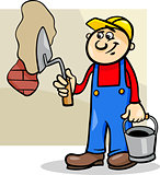 worker with trowel cartoon illustration