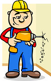 worker with drill cartoon illustration