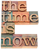 the time is now in wood type