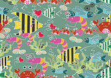Seamless Cartoon Animal Background Pattern - Ocean Fun