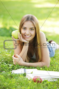 Student with apple