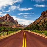 Typical red road in Zion Canyon