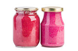 Glass jars with horseradish sauces