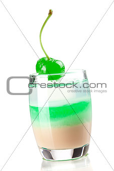 Cocktail collection: Three layered shot with green maraschino