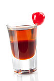 Cocktail collection: Two layered shot with maraschino
