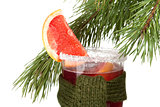 Grapefruit Mulled Wine (Punch) with tied scarf