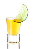 Gold Tequila with lime slice