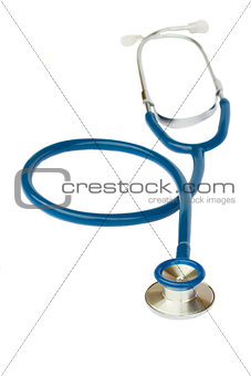 Blue stethoscope on white