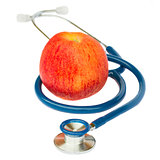Blue stethoscope with apple
