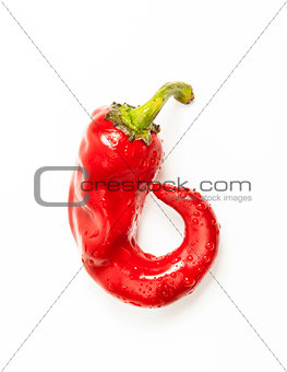 Red colorful fresh chili pepper isolated on white