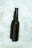 Bottle of beer and ice cubes