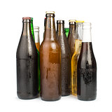 Group of Beer bottles isolated studio shot