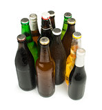 Group of Beer bottles isolated studio shot