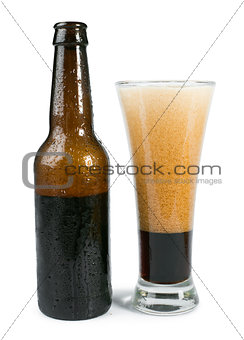 Bottle of beer and beer mug