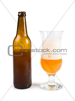 Bottle of beer and beer mug