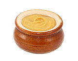 Dijon mustard served in a small ceramic pot