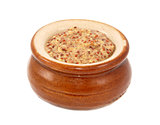 Wholegrain mustard served in a small ceramic pot