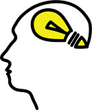 Head with bulb symbol