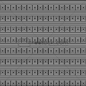 Striped pattern with square elements. Seamless geometric texture