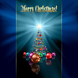 abstract greeting with Christmas tree and decorations