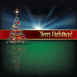 greeting with Christmas tree on grunge background