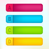 Vector paper labels with letters A, B, C, D