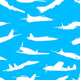combat aircraft silhouettes.  vector illustration . Seamless wal