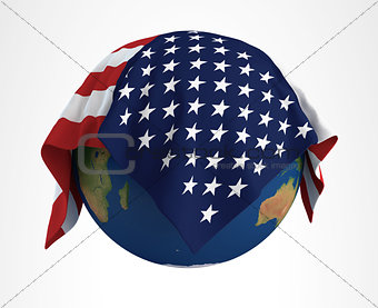 Earth Flag of USA 3D Render Hi Resolution
