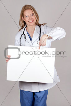 doctor with board