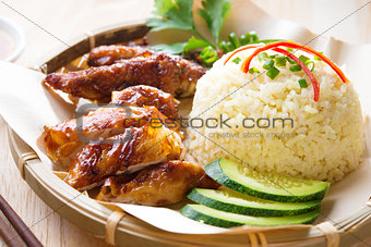 Malaysia grilled chicken rice. 