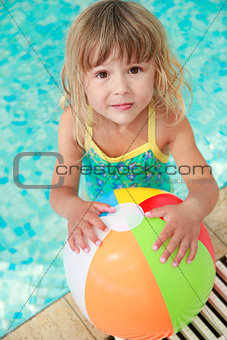 little girl in the water pool 