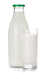 Milk bottle and glass