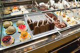 Variety of sweets products at cafe